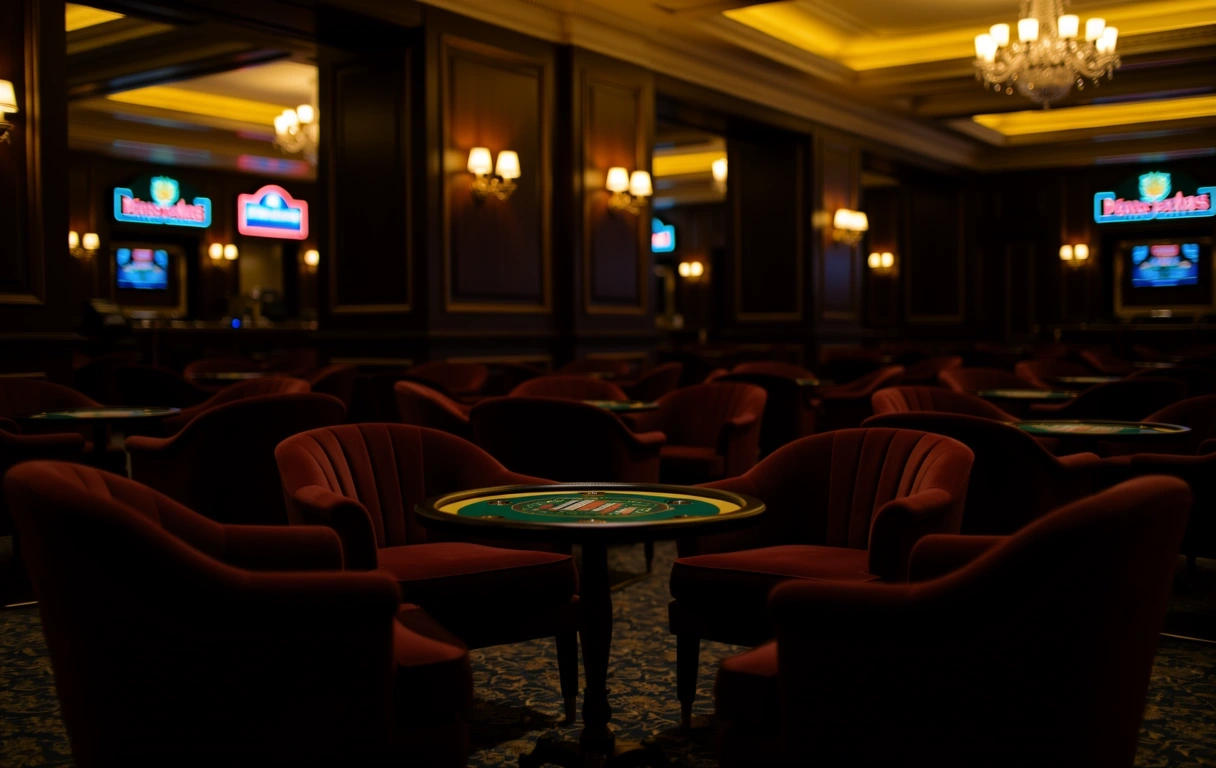 Ambiente de casino de lujo con iluminación tenue